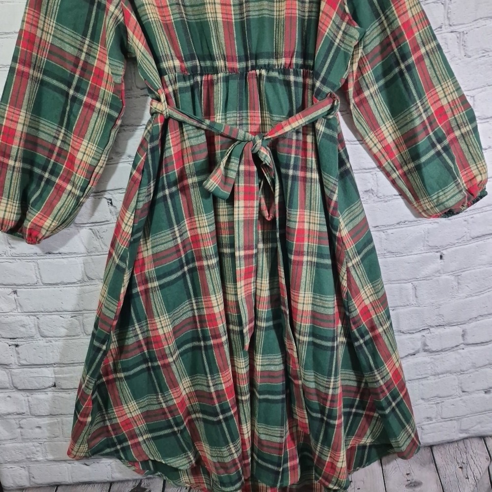 BloomChic Green Red Plaid Flannel‎ Button Front Shirt Dress Plus Sz 18-20 New - Picture 8 of 13